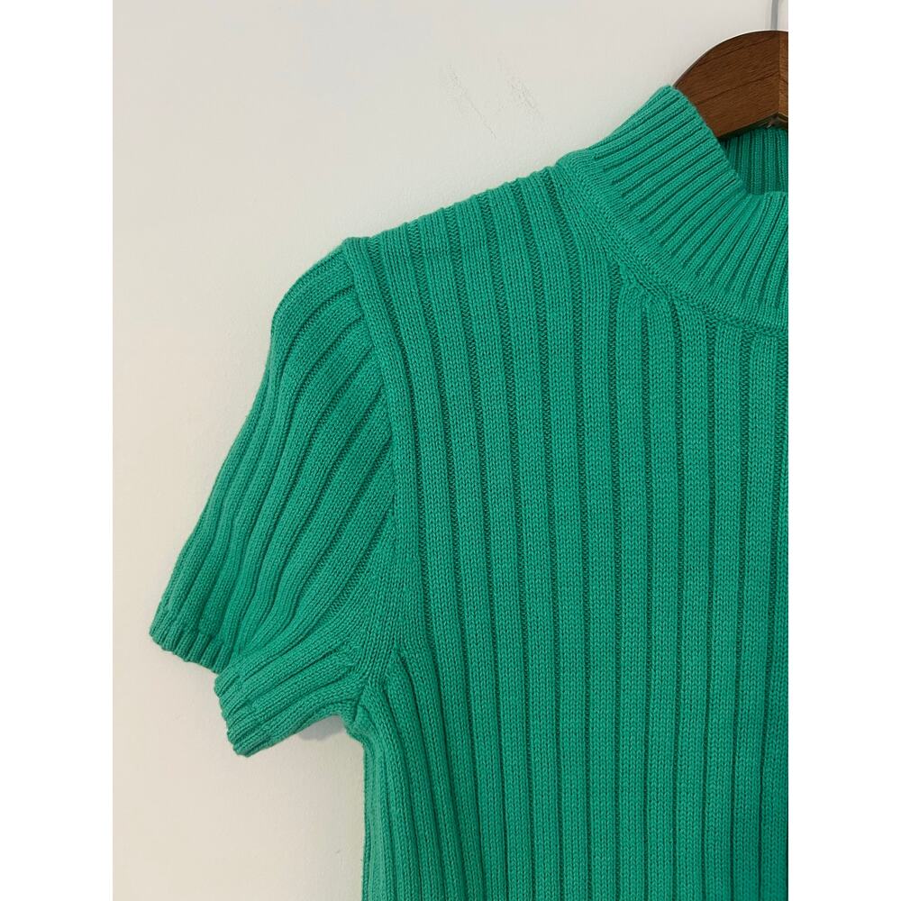 J Crew Cotton Cashmere Blend Short-Sleeve Turtleneck Sweater Kelly Green EUC - Picture 4 of 11
